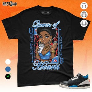 AJ 3 Rare Air Queen Of Hearts Blue Red Unisex Shirt Match Sneaker, Bella Canvas Shirt