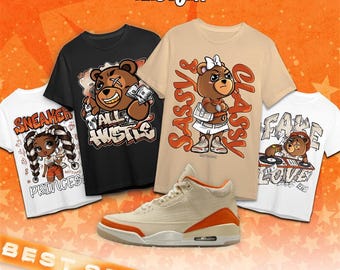 AJ 3 Starfish Sand Orange Unisex Shirt Match Sneaker, Jordan Tee Collection, Graphic Tee- Bella Canvas Shirt