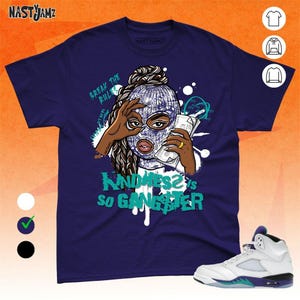 AJ 5 Grape Kindness Gangster Queen Blue Yellow White Unisex Shirt Match Sneaker, Bella Canvas Shirt