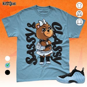 Air Foamposite Psychic Blue Sassy Classy Black Blue Unisex Shirt Match Sneaker, Bella Canvas Shirt