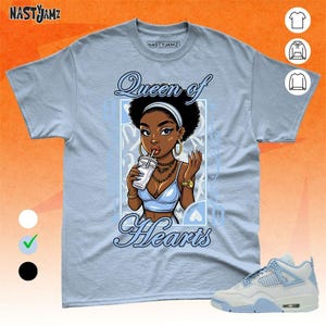 AJ 4 Forget Me Not Queen Of Hearts Blue White Unisex Shirt Match Sneaker, Bella Canvas Shirt