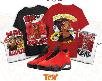 AJ 14 Ferrari Red Black White Unisex Shirt Match Sneaker - Toy collection - Bella Canvas Shirt