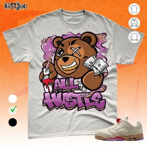 AJ 5 Low Peanut Butter Jelly Ber Hustle All Day Natural Red Unisex T-Shirt, Sweatshirt, Hoodie, Bella Canvas Shirt
