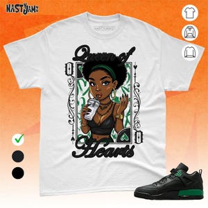 Spizike Pine Green Black Anthracite Queen Of Hearts Black GreenColor Shirt Match Sneaker Bella Canvas Shirt