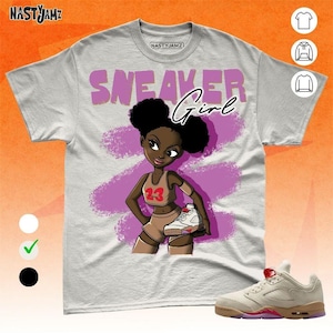 AJ 5 Low Peanut Butter Jelly Black Sneaker Girl Natural Red Unisex T-Shirt, Sweatshirt, Hoodie, Bella Canvas Shirt
