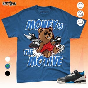 AJ 3 Rare Air Money Motive Angel Blue Red Unisex Shirt Match Sneaker, Bella Canvas Shirt
