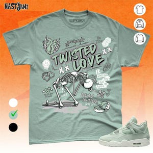 AJ 4 Seafoam Sail Twisted Love, Green White Gray Unisex T-Shirt, Sweatshirt, Hoodie, Bella Canvas Shirt