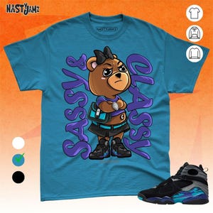 AJ 8 Aqua Sassy Classy Blue Black Unisex Shirt Match Sneaker - Bella Canvas Shirt
