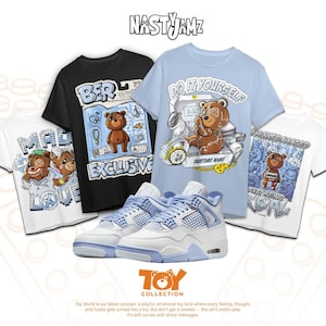 AJ 4 Forget Me Not Baby Blue Black White Unisex Shirt Match Sneaker - Toy collection - Bella Canvas Shirt