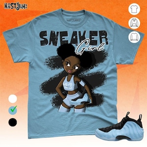 Air Foamposite Psychic Blue Black Sneaker Girl Blue Black White Unisex T-Shirt, Sweatshirt, Hoodie, Bella Canvas Shirt