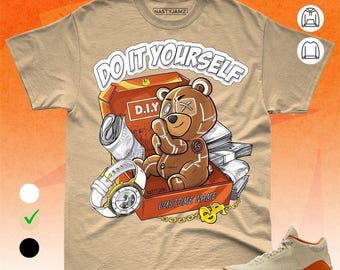 AJ 3 Starfish Self Made Toy Tan Orange White Color Shirt Match Sneaker - Toy collection - Bella Canvas Shirt