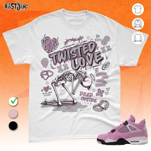 AJ 4 Orchid Neutral Grey Black White Unisex T-Shirt, Sweatshirt, Hoodie, Twisted Love, Shirt In Light Pink, Bella Canvas Shirt