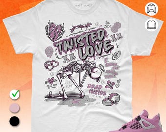 AJ 4 Orchid Neutral Grey Black White Unisex T-Shirt, Sweatshirt, Hoodie, Twisted Love, Shirt In Light Pink, Bella Canvas Shirt