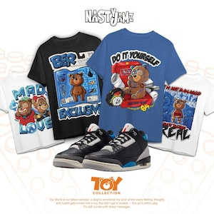 AJ 3 Rare Air Blue Black White Unisex Shirt Match Sneaker - Toy collection - Bella Canvas Shirt