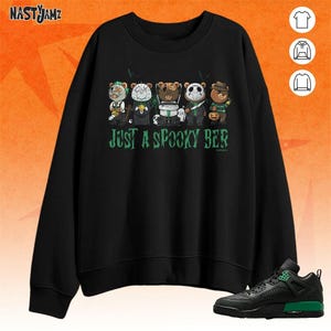 Spizike Pine Green Black Anthracite Just A Spooky Ber Unisex T-Shirt, Sweatshirt, Long Sleeves, Adult Kid - Bella Canvas Shirt Halloween