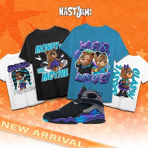Maglietta AJ 8 Aqua Blue Purple da abbinare alle sneaker, collezione Jordan Tee, maglietta grafica, regalo per gli amanti delle sneaker - Maglietta in tela Bella