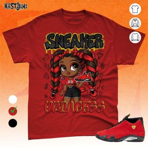 AJ 14 Ferrari Sneaker Princess Yellow Black Red Unisex T-Shirt, Sweatshirt, Hoodie, Bella Canvas Shirt