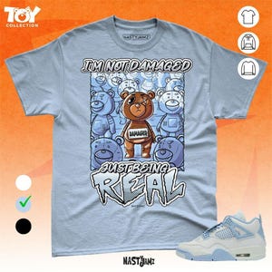AJ 4 Forget Me Not BER Damaged But Real Blue White Unisex Shirt Match Sneaker - Toy Collection - Bella Canvas Shirt