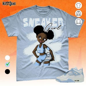 AJ 4 Forget Me Not Black Sneaker Girl Blue White Unisex T-Shirt, Sweatshirt, Hoodie, Bella Canvas Shirt