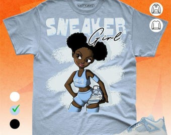 AJ 4 Forget Me Not Black Sneaker Girl Blue White Unisex T-Shirt, Sweatshirt, Hoodie, Bella Canvas Shirt