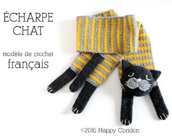 MODÈLE AU CROCHET - Écharpe chat