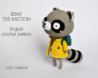 CROCHET PATTERN - Remy the racoon amigurumi