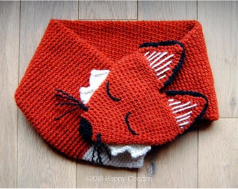 CROCHET PATTERN - Sleepy fox neck warmer