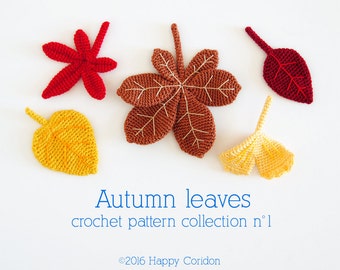 Crochet pattern - Autumn leaves crochet pattern collection n. 1