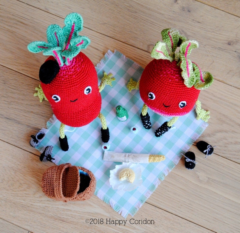 CROCHET PATTERN Rava & Nello go to picnic radish amigurumi image 2