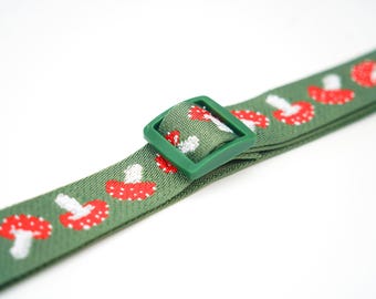 Mushroom Woven Belt: Adjustable Slider Buckle, Sewn in USA