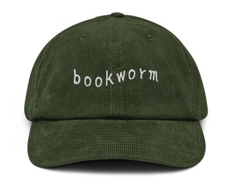 Bookworm embroidered Corduroy hat Bookworm hat reading club Librarian gift for bibliophile Teacher Appreciation Book Lover Bookish Gifts