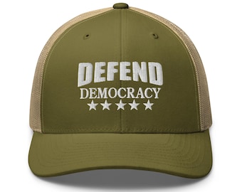 Defend Democracy Political hat Patriotic protest cap embroidery Trucker Cap hat Participate Politics Democrat Anti-Trump Anti Fascism cap