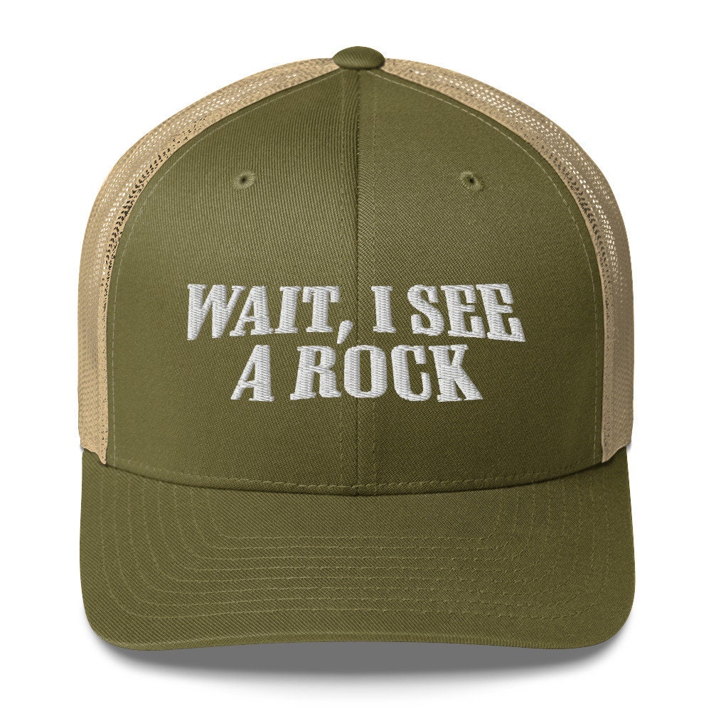 Warten Sie, ich sehe einen Rock Geologen Geschenk Stickerei Trucker Cap Rock-Liebhaber Geschenk Geologie Lehrer Mütze Rock Sammler Shirt Rockhound schaukelt Hut Geologie