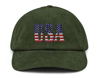 USA flag hat embroidery Corduroy hat 4th of July Flag Hat America Hat Fathers Day Independence Day Patriotic Gift USA flag caps America Cap