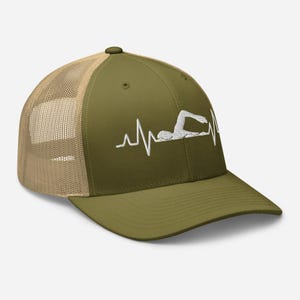 Swimmer Heartbeat embroidery Trucker Cap swimming gift for her for him Swimmer hat Swimmer Gift Idea Swim Team Swim Club Shirt Swim Apparel