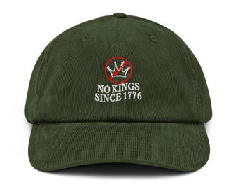 NO KINGS Czapka protestacyjna antyautorytarna No Kings In America Haftowana czapka z kordu Anty Trump Anty Maga Polityczna demokracja Nie monarchia