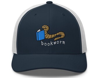 Bookworm hat reading club Librarian Reading hat embroidered Trucker Cap gift for bibliophile Teacher Appreciation Book Lover Bookish Gifts