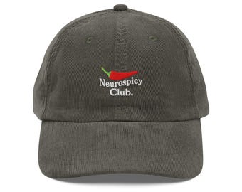 Funny Neurospicy Club cap Autism Awareness Neurodivergent Pride embroidered Vintage corduroy cap ADHD cap Mental Health gifts
