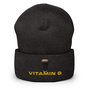 Vitamin G Guinness Pint Hat embroidery Cuffed Beanie hat cap Ireland Guinness toucan funny drunkard dad gift beer pint hat wine lover cap
