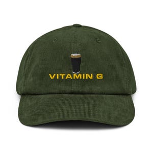 Vitamin G Guinness Pint Hat embroidery corduroy Hat Irish Guinness wine night party hat drunkard gift beer pint hat wine lover hat