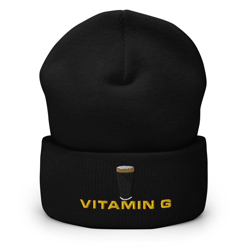 Vitamin G Guinness Pint Hat embroidery Cuffed Beanie hat cap Ireland Guinness toucan funny drunkard dad gift beer pint hat wine lover cap