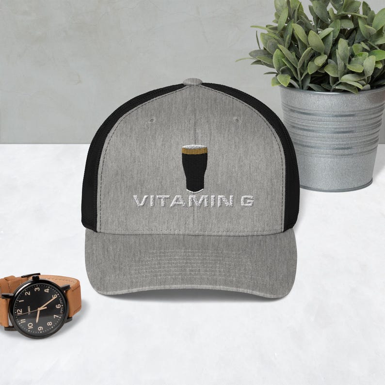 Vitamin G Guinness Pint Hat embroidery Trucker Cap Ireland Guinness hat house gift funny drunkard dad gift beer pint hat wine lover cap