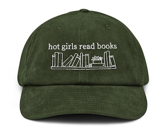 Hete meisjes lezen boeken geborduurde corduroy hoed leesgrage hoed sweatshirt boek minnaar pet grappig aangepaste boek minnaar cadeau voor haar lezing minnaar cadeau