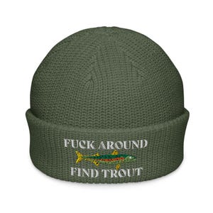 Forel hoed vissen hoed borduurwerk visser beanie hoed vis neuken rond vinden forel pet vissen cadeau vliegvissen cadeau vissershoed vis pet top