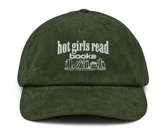 Hete meisjes lezen boeken geborduurde corduroy hoed leesgrage hoed sweatshirt boek minnaar pet grappig aangepaste boek minnaar cadeau voor haar lezing minnaar cadeau