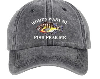 Regalos de pesca las mujeres me quieren pescado me temen sombrero pescado alrededor encontrar trucha Gorra estampada sombrero de pesca con mosca para pescador Sombrero de pescador sombrero de caza de peces