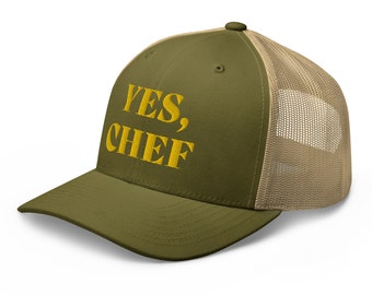 YES CHEF embroidery Trucker Cap yes, chef Cap Customized Cooking Gift Kitchen restaurant hat Barbeque Sushi Chef Hat Cook Hat Sous Chef Gift