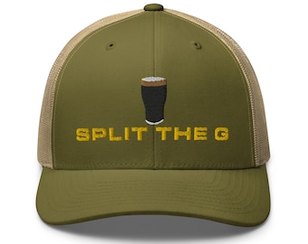 SPLIT THE G embroidery Trucker Cap Guinness pint hat Pint cap beer lover hat Ireland funny drunkard dad gift beer pint wine lover christmas