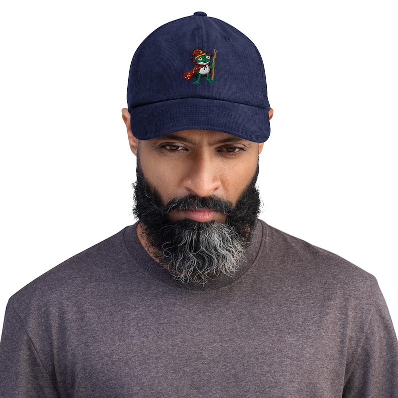 Embroidered Wizard Frog corduroy Cap Frog Lover Hat Cute Frog Cap Gift for toad Lover Froggy cap Man I Love Frogs Retro Frog Meme Magic frog