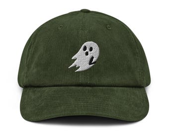 Ghost embroidered Corduroy hat Halloween Gift Ghost Halloween Cap Ghost Cap Dad Cap Costumes Hat